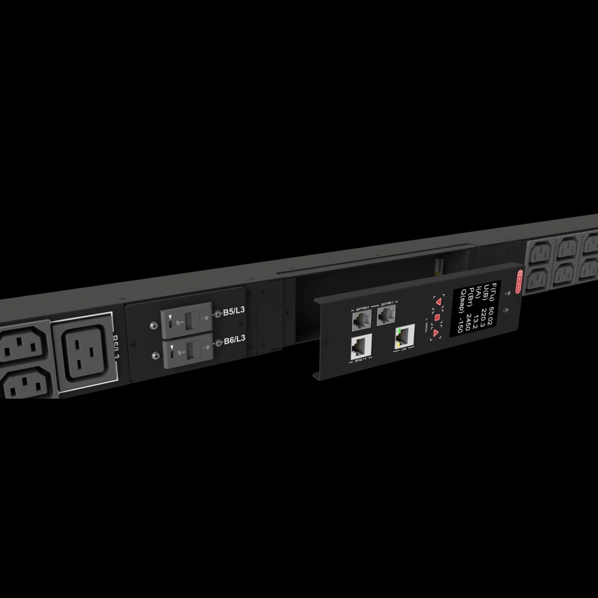 Блок розеток интеллектуальный iPDU-6031: ZeroUnit, 400V, 32А, in IEC60309 3P+N+E, out (6) C19; (36) C13 без фиксации