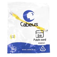Cabeus PC-UTP-RJ45-Cat.5e-0.15m-YL-LSZH Патч-корд U/UTP, категория 5е, 2xRJ45/8p8c, неэкранированный, желтый, LSZH, 0.15м - фото 1