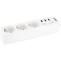 Perfeo сетевой фильтр "POWER STREAM", 2500W, двойная защита, 4м, 3 розетки, 3 USB, белый. - фото 2