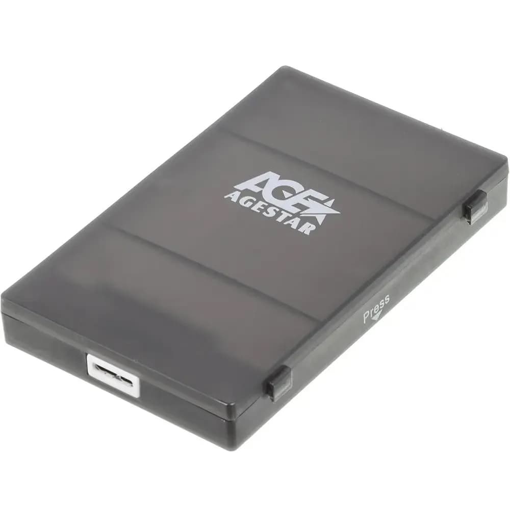 AgeStar 3UBCP1-6G (BLACK) USB 3.0 Внешний корпус 2.5" SATA HDD/SSD AgeStar 3UBCP1-6G (BLACK) USB 3.0, пластик, черный, безвинтовая конструкция