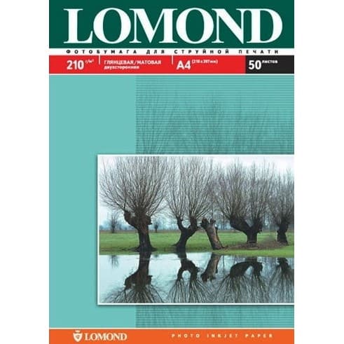 Фотобумага LOMOND Двухстороняя Глянцевая/Матовая, 210г/м2, A4 (21X29,7см)/50л. для струйной печати.