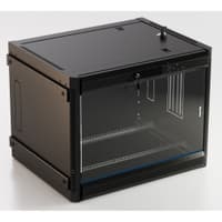 Hyperline TWB-FC-1266-GP-RAL9004 Шкаф настенный 19-дюймовый (19"), 12U, 650x600x600 мм, стеклянная дверь с перфорацией по бокам, ручка с замком, с возможностью установки на ножки, цвет черный RAL 9004 - фото 1