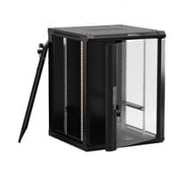 Hyperline TWB-FC-1266-GP-RAL9004 Шкаф настенный 19-дюймовый (19"), 12U, 650x600x600 мм, стеклянная дверь с перфорацией по бокам, ручка с замком, с возможностью установки на ножки, цвет черный RAL 9004 - фото 2