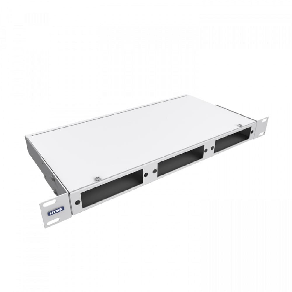 NTSS Кросс NTSS оптический 19'' укомплектованный 1U, 4 порта ST/UPC, 50/125 мкм (планки, сплайс-кассета, пигтейлы, КДЗС, адаптеры) серый RAL 7035 NTSS-RFOB-1U-4-ST/U-50-SP1.5G2AY