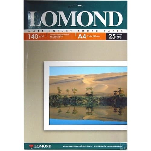 Фотобумага LOMOND Односторонняя Матовая 140г/м2, A4(21x29см) 25л.