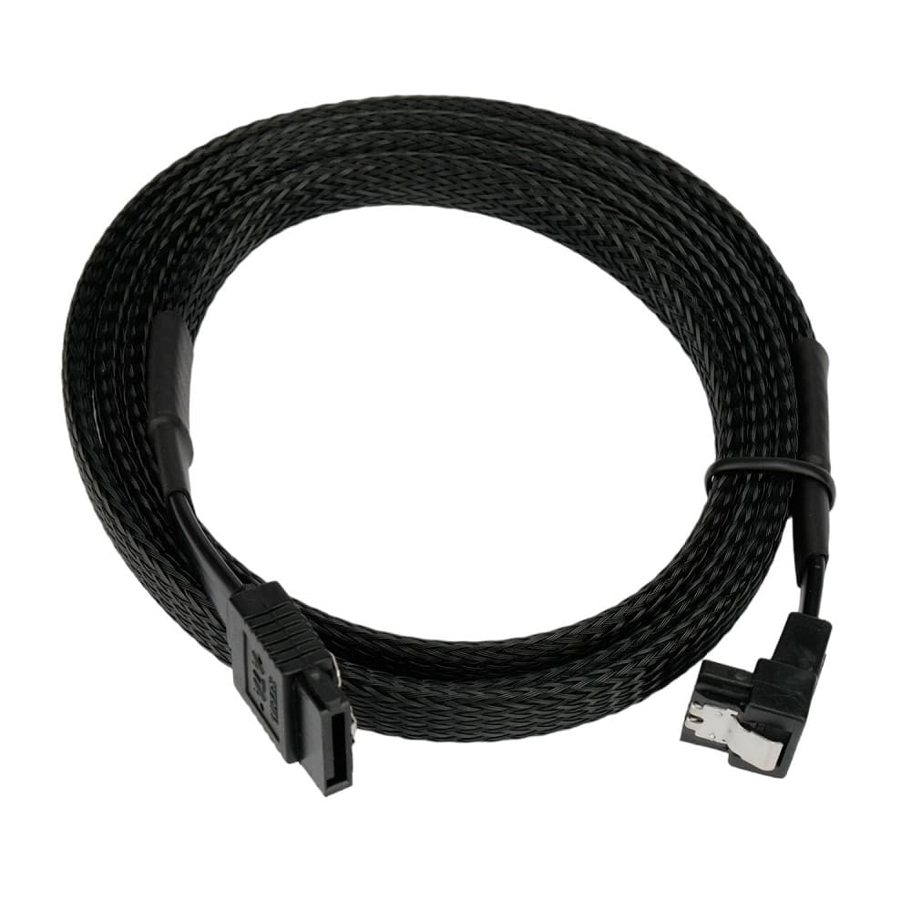 Cablexpert Кабель интерфейсный SATA Sata3 7pin / 7pin, 1м, угловой, защелка, оплетка, черный, пакет (CC-SATAM-DATA90-BLBR-100CM)