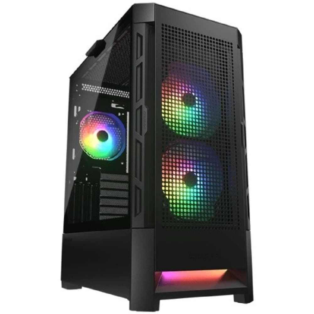 Поврежденная упаковка Cougar Airface RGB Black, 2х140мм + 1x120mm ARGB Fan, ARGB Fan Hub, без БП, черный, ATX