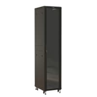 Шкаф серверный Hyperline (TTBR-4261-AS-RAL9004) напольный 42U 600x1000мм пер.дв.стекл задн.дв.спл.стал.лист 2 бок.пан. 800кг черный 910мм 2055мм IP20 сталь - фото 1