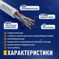 NEOMAX (NM13601-005) Шнур коммут. UTP 0.5 м, cat.6, серый, многожильный - фото 3