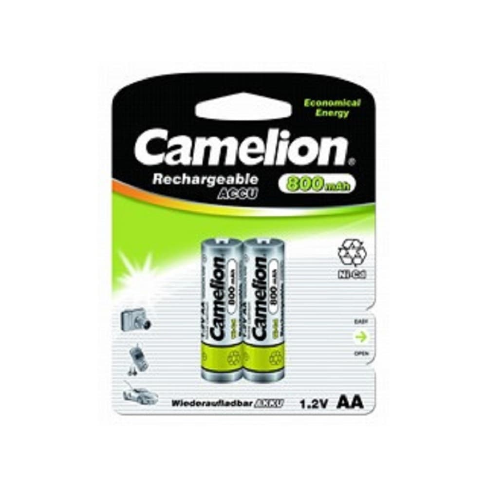 Camelion   AA- 800mAh Ni-Cd BL-2 (NC-AA800BP2, аккумулятор,1.2В)  (2 шт. в уп-ке)