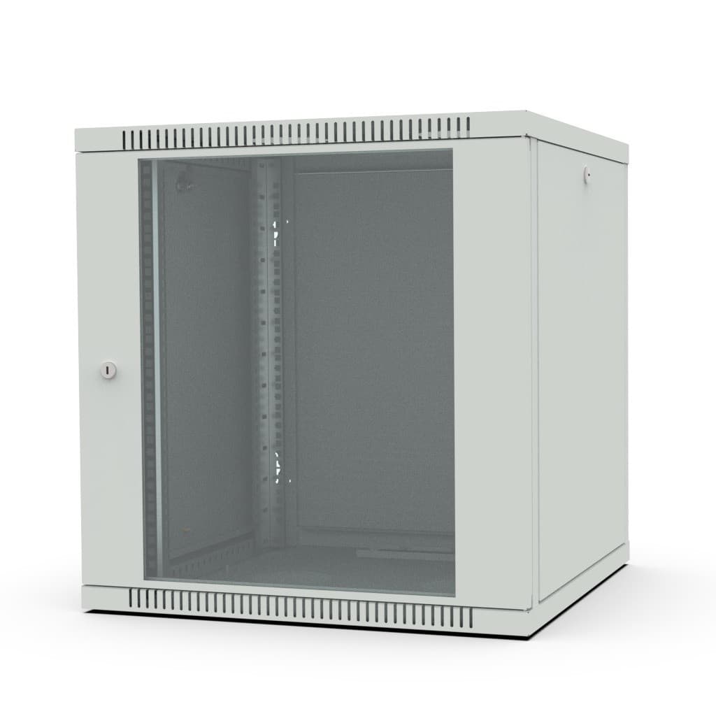 Шкаф настенный 19", 12U Filum FL-WB-1266GM-GY Wall Box (ШхГхВ) 600x600x623 мм, дверь стеклянная, цвет серый RAL7035