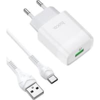 HOCO Зарядное устройство Hoco 18Вт, 3А, QC3.0, 1xUSB + кабель USB/Type-C, CS12A, белый, блистер - фото 3