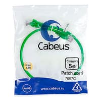 Cabeus PC-UTP-RJ45-Cat.5e-0.5m-GN Патч-корд U/UTP, категория 5е, 2xRJ45/8p8c, неэкранированный, зеленый, PVC, 0.5м - фото 1