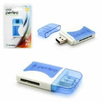 Perfeo Card Reader SD/MMC+Micro SD+MS+M2, (PF-VI-R010 Blue) синий (PF_4257) - фото 1