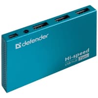 DEFENDER USB (QUADRO) SEPTIMA SLIM USB 2.0, 7 порта, (с адап. 2А) - фото 2