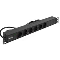 Exegate EX280829RUS Блок розеток ExeGate ServerPro PDU-19H604 Al-6S-C14-2.5, 19",1U,алюм, 6Schuko, кабель с C14 2.5м - фото 1