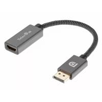Telecom <TA560> Кабель-переходник DP --> HDMI-F 0.2m , серый металлик, оплетка, 4K@60Hz [7958820049156] - фото 1