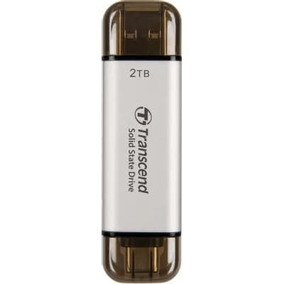 Transcend Portable SSD 2TB USB 10Gbps, Type-C/Type-A, Серебряный