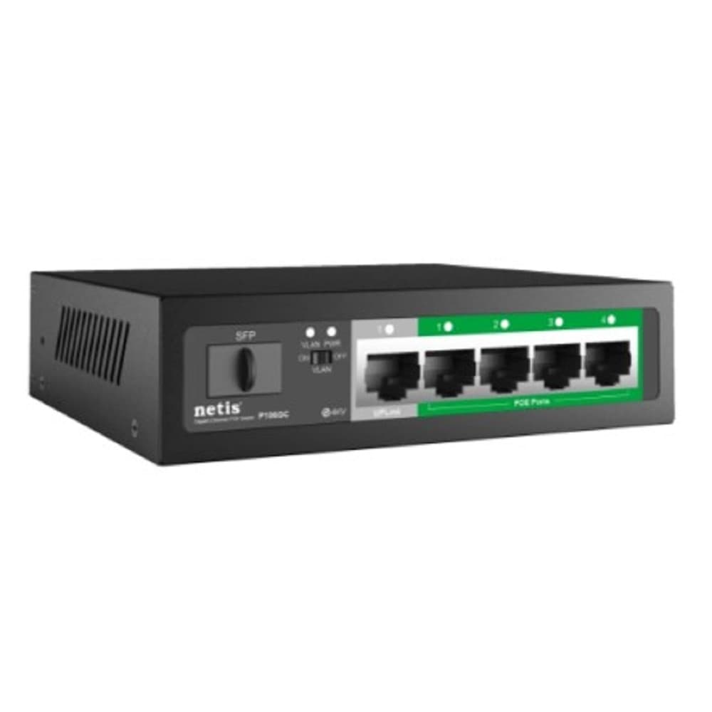 Netis P106GC Коммутатор, кол-во портов: 4x1 Гбит/с, SFP 1x1, кол-во SFP/uplink: RJ-45 1x1 Гбит/с, PoE: 4x15.4 Вт (макс. 58 Вт) 