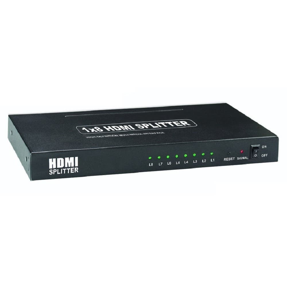 ORIENT HDMI 4K Splitter HSP0108H, 1->8, HDMI 1.4/3D, UHDTV 4K(3840x2160)/HDTV1080p/1080i/720p, HDCP1.2, внешний БП 5В/3A, метал.корпус