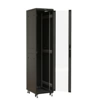 Шкаф серверный Hyperline (TTBR-4261-AS-RAL9004) напольный 42U 600x1000мм пер.дв.стекл задн.дв.спл.стал.лист 2 бок.пан. 800кг черный 910мм 2055мм IP20 сталь - фото 2