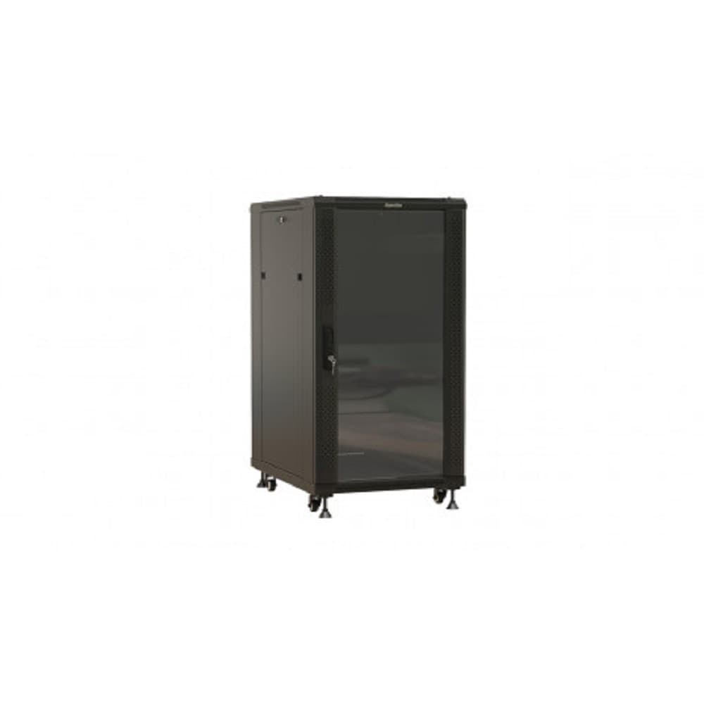Шкаф коммутационный Hyperline TTBR-2268-AS-RAL9004 напольный,  стеклянная передняя дверь,  22U,  600x1166x800 мм