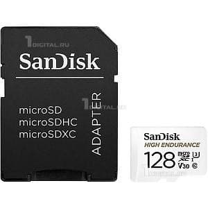 Micro SecureDigital 128GB SanDisk microSDXC Class 10 UHS-I U3 V30 Max Endurance Video Monitoring (SD адаптер) (SDSQQVR-128G-GN6IA)