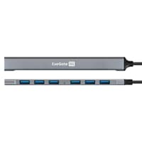 Exegate EX299790RUS USB-Хаб (концентратор) 7-в-1 ExeGate DUB-761C3 (кабель-адаптер USB Type-A + Type-C --> 6xUSB2.0, 1xUSB3.0, Plug&Play, серебристый) - фото 2