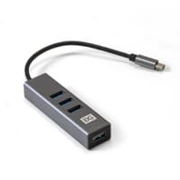 Exegate EX293987RUS USB-Хаб (концентратор) ExeGate DUB-4TC (кабель-адаптер USB Type C --> 4xUSB3.0, Plug&Play, серебристый) - фото 1
