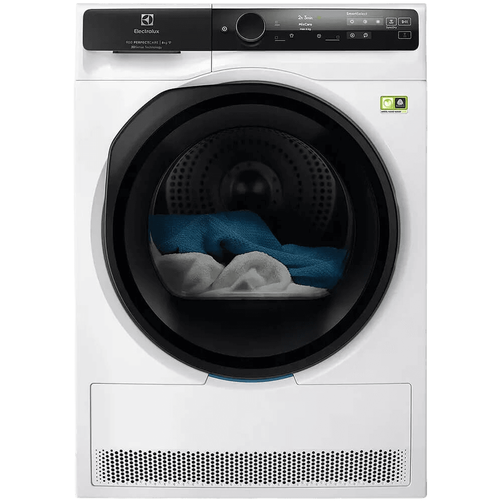 Сушильный барабан ELECTROLUX/ Сушильный барабан с тепловым насосом,глубина, см: 63.8, Цвет: белый, Максимальная загрузка белья (кг): 8, 12 программ, инверторный мотор,панель управления на английском языке