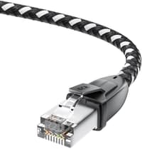 GCR PRO Патч-корд PROF прямой 10.0m, UTP медь кат.6А, STRONG черно-белый в оплетке текстиль, ethernet high speed 10 Гбит/с, T568B - фото 5