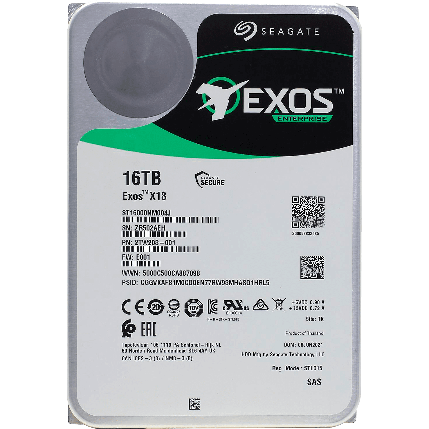 Жесткий диск/ HDD Seagate SAS 16Tb Exos X18 12Gb/s 7200 256Mb 1 year warranty (replacement ST16000NM002G, MG09SCA16TE, MG08SCA16TE)