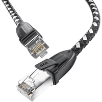 GCR PRO Патч-корд PROF прямой 10.0m, UTP медь кат.6А, STRONG черно-белый в оплетке текстиль, ethernet high speed 10 Гбит/с, T568B - фото 4