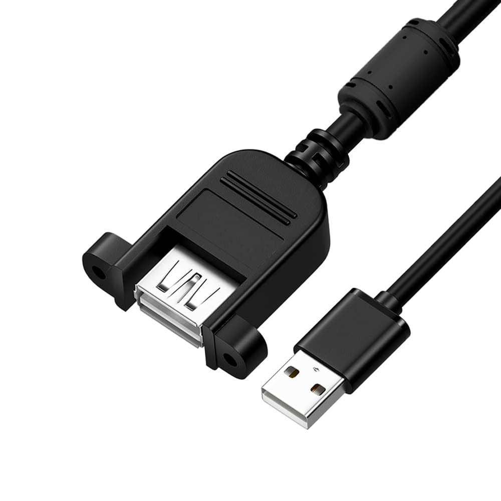 GCR PRO Удлинитель PROF 1.5m USB 2.0 AM /AF крепление под винт, черный, ферритовое кольцо, медь, экран, армирование, заземление