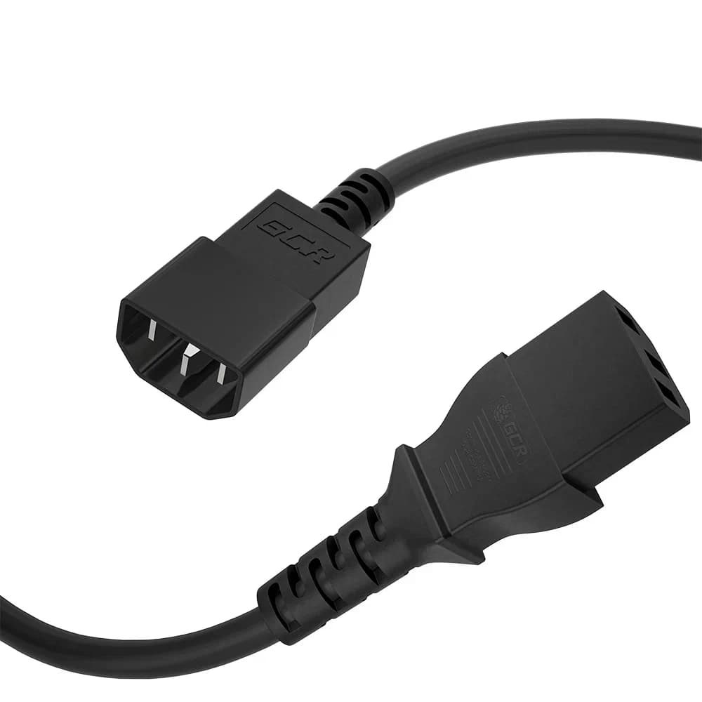 GCR PRO Кабель питания удлинитель черный, 5.0m, С13 - С14, 3*0,75mm, медь