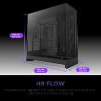 Компьютерный корпус без блока питания Case NZXT H9 Flow (2025), Midi-Tower, TG, 3x140мм + 1x120мм, 2xUSB-A 3.2 + 1xUSB-C 3.2, E-ATX, ATX, mATX, mITX черный - фото 4