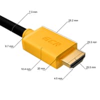 GCR Кабель 15.0m HDMI 2.0, Ultra HD, 4K 60Hz / 5K*30Hz, HDR 4:2:0, 3D, AUDIO, 18.0 Гбит/с, черный, желтые коннекторы, медь, 3X экран с армированием - фото 3