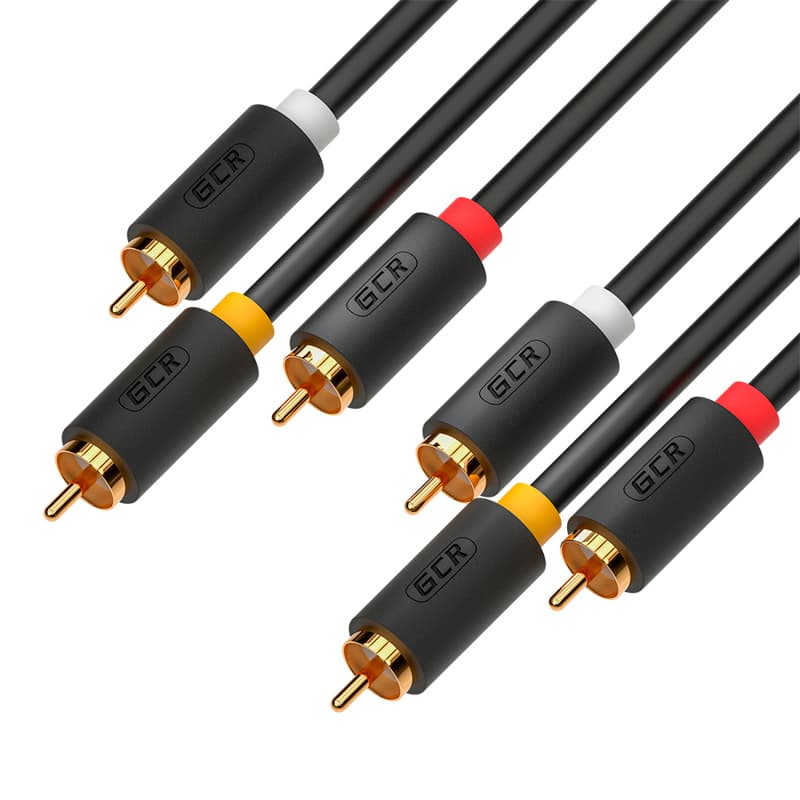 GCR PRO Кабель 1.5m видео-аудио 3 х RCA / 3 х RCA, черный