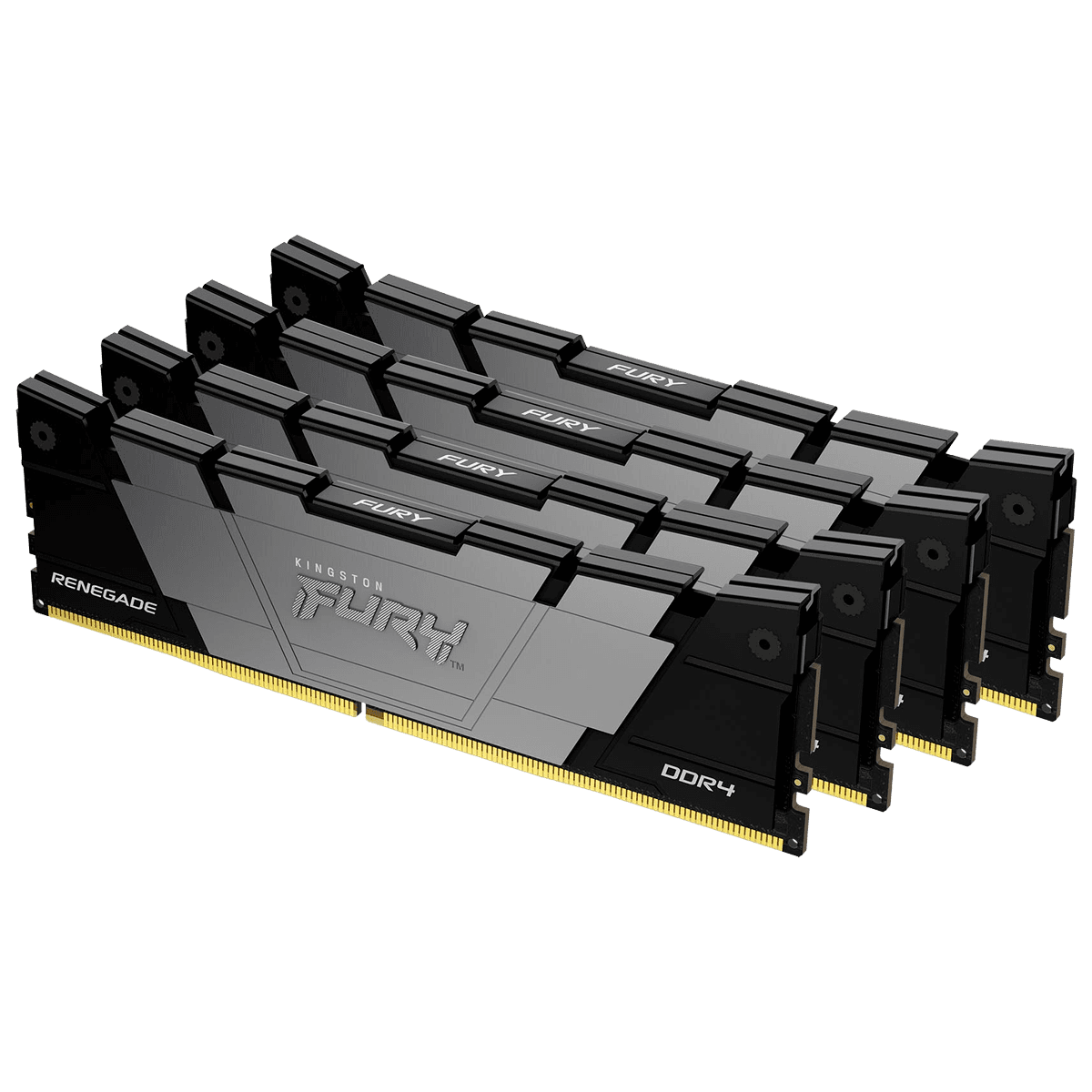 Память оперативная/ Kingston 64GB 3600MT/s DDR4 CL16 DIMM (Kit of 4) 1Gx8 FURY Renegade Black