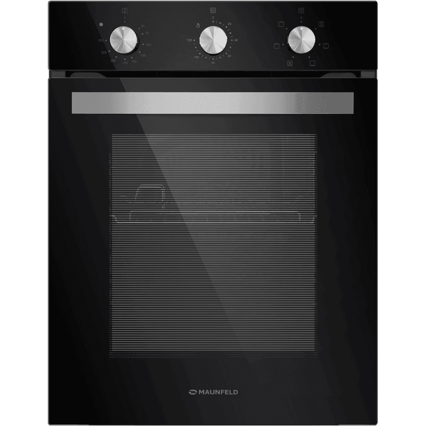 Шкаф духовой электрический MAUNFELD EOEC516B/ 448х546х595 мм, объем 51 л, 7 основных режимов,  механическое управление, двойное стекло дверцы, металлическая ручка дверцы, холодный фронт, конвекция, гриль,таймер,черный цвет