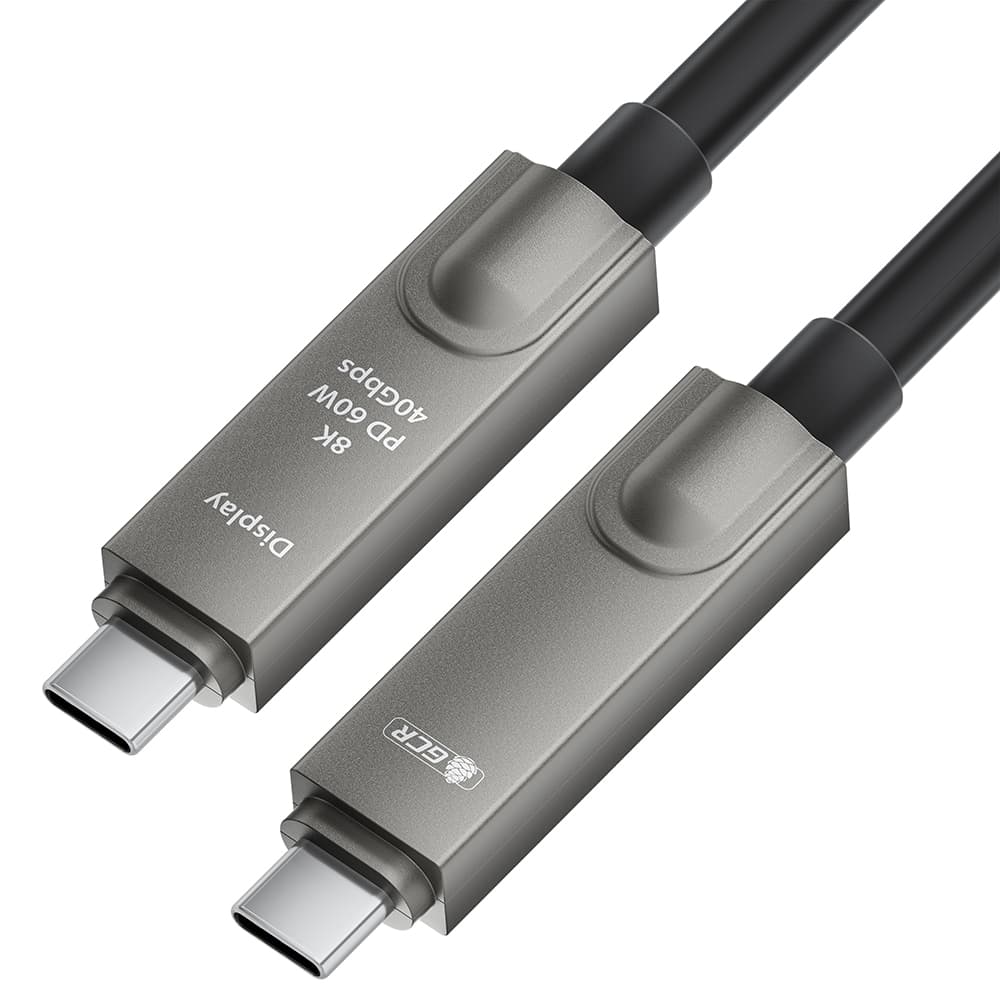 GCR PRO Кабель AOC Type-C 5.0m оптический 8K60Hz, 40Gbps, PD 60W, M/M, черный