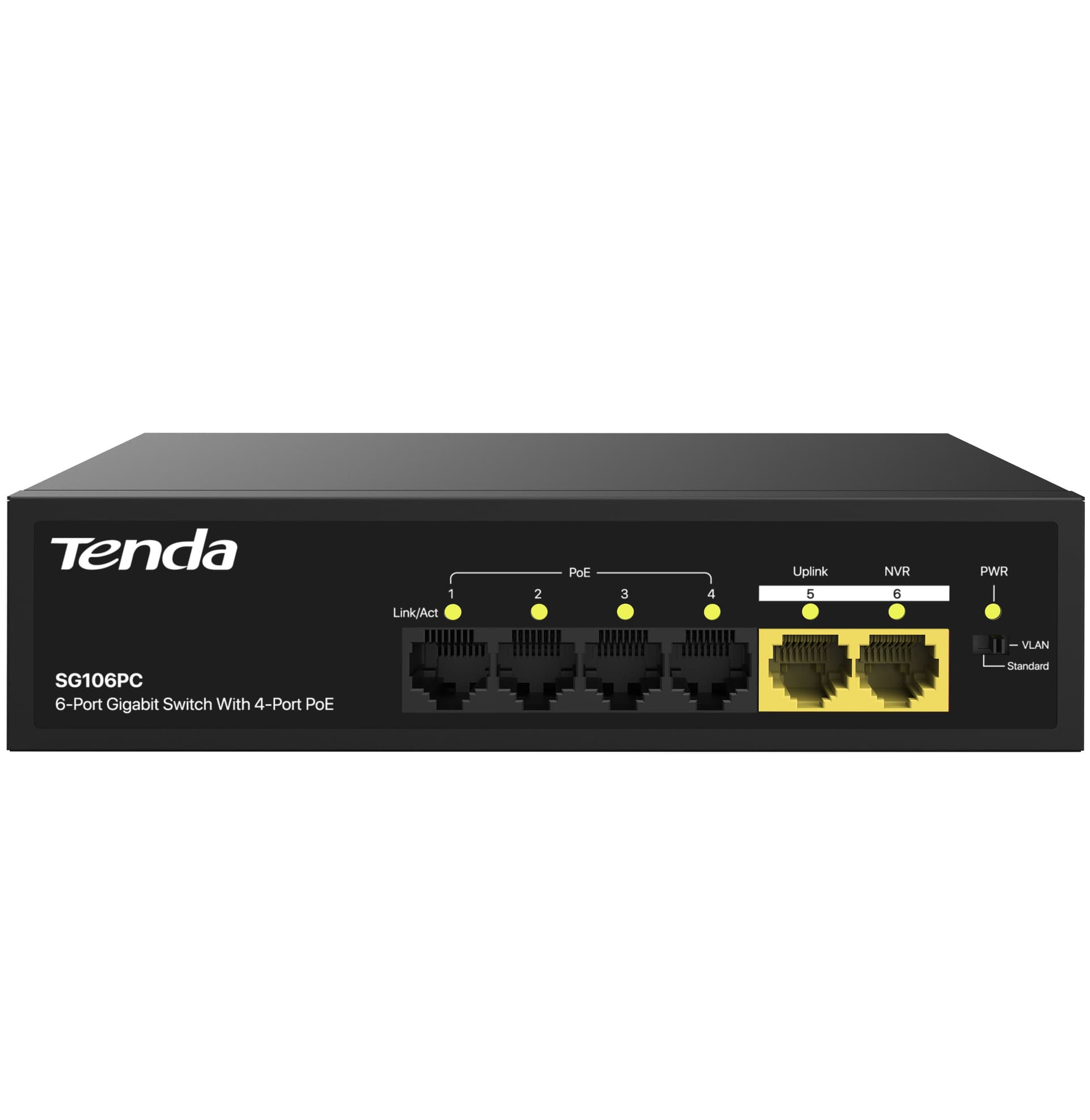 Коммутатор/ Tenda SG106PC 6-Port Gigabit Lite PoE Switch with 4-Port PoE