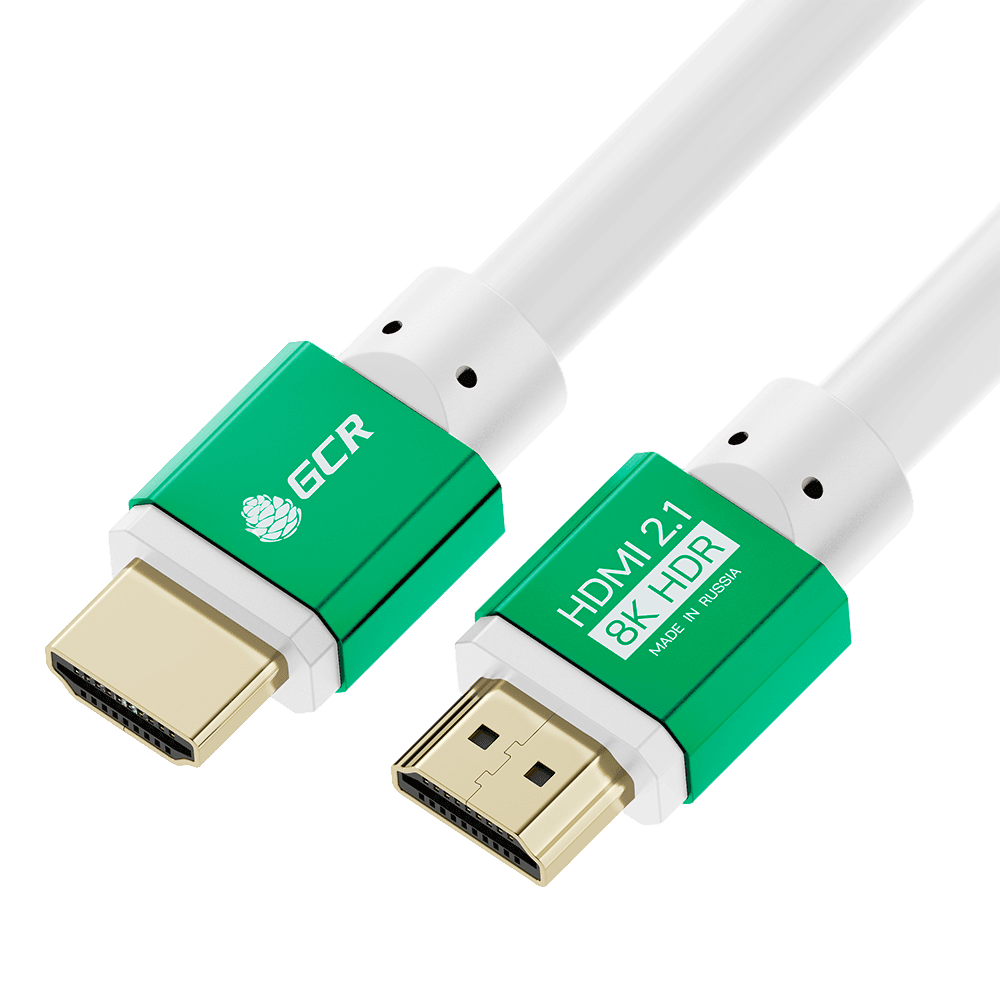 GCR PRO Кабель 1.5m HDMI 2.1, белый, Ultra HD 8K 60Hz, 4K 144Hz, динамический HDR, 4:4:4, 48.0 Гбит/с, 3Х экран с армированием, GCR-57288