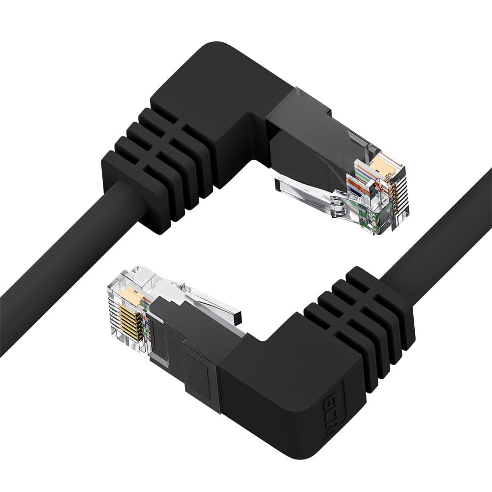 GCR Патч-корд 20.0m UTP кат.5e, черный, верхний/верхний угол, литой, ethernet high speed, RJ45, T568B