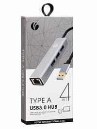 Переходник/ Переходник USB 3.0 -->RJ-45 1000Mbps+3 USB3.0, Aluminum Shell, 0.2м VCOM <DH312A> - фото 3