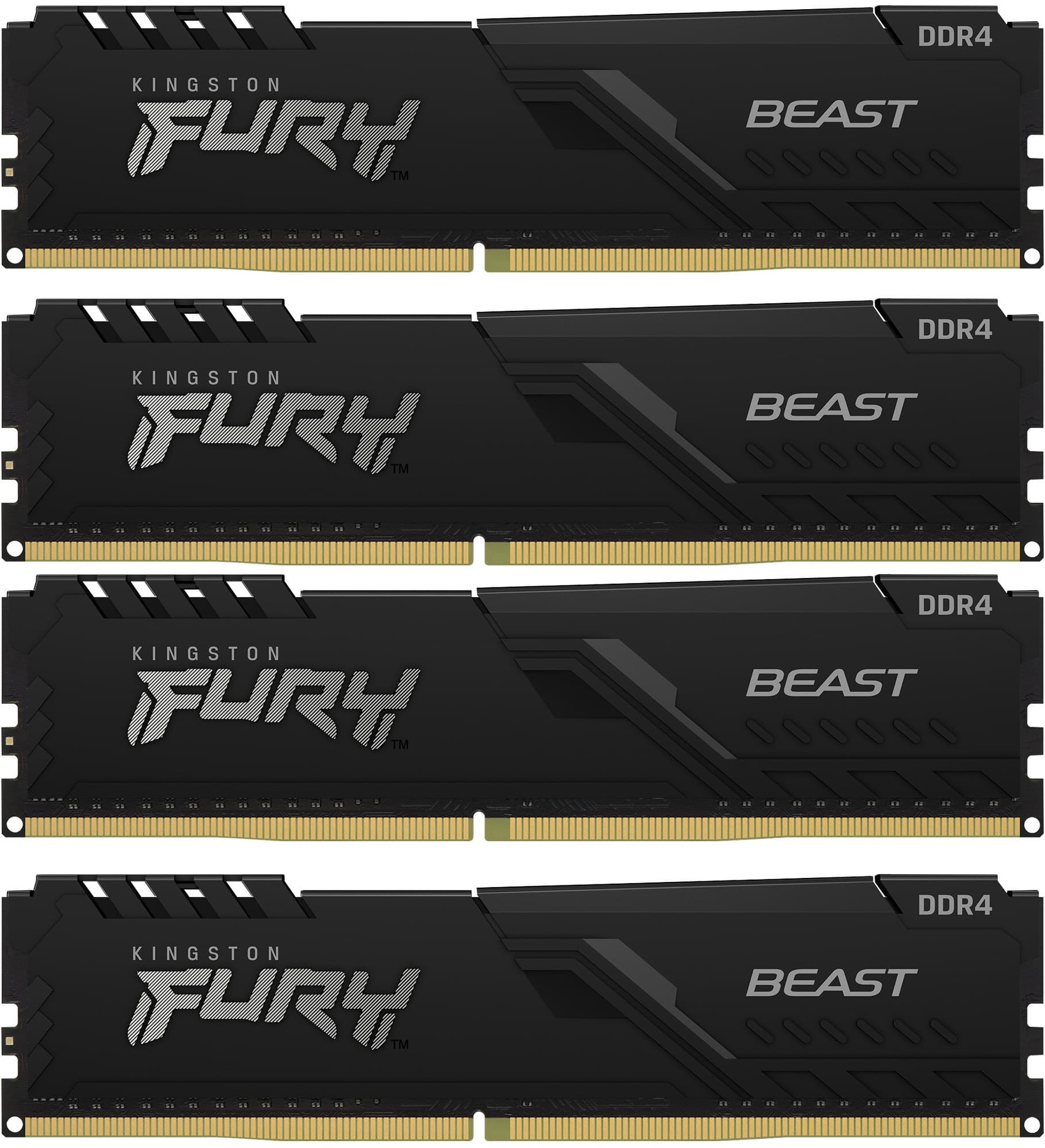 Память оперативная/ Kingston 32GB 3200MT/s DDR4 CL16 DIMM (Kit of 4) FURY Beast Black