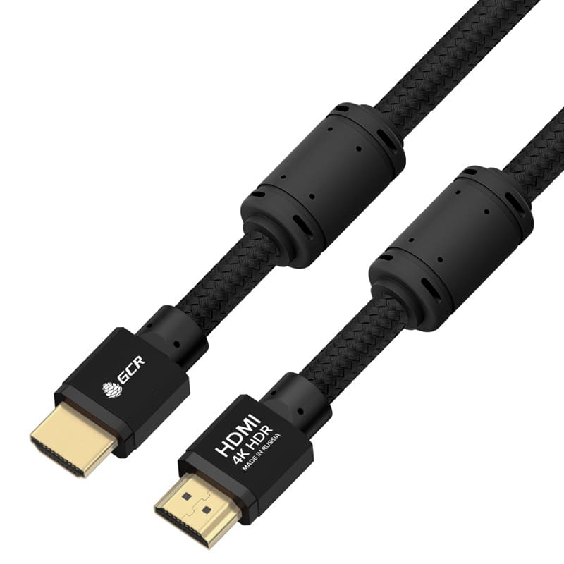 GCR PRO Кабель PROF 15.0m HDMI 2.0, ECO Soft капрон, черный, AL корпус, фер.кольца,HDR 4:4:4, UHD 4K60Hz/5K30Hz 3D, 18Гбит/с, медь, 3Х экран с армир.
