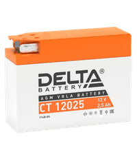 Аккумуляторная батарея Delta CT 12025 12В/2,5А·ч, клемма F1 (114х39х87мм (92мм), 0,88кг, Срок службы 5лет, Гарантия 1г) - фото 1