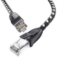 GCR PRO Патч-корд PROF прямой 10.0m, UTP медь кат.6А, STRONG черно-белый в оплетке текстиль, ethernet high speed 10 Гбит/с, T568B - фото 9
