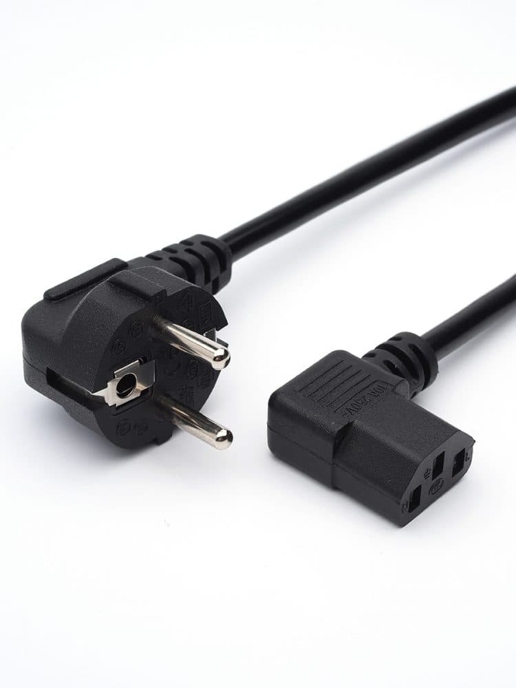 Кабель питания/ Кабель питания GoPower евровилка-C13 (f) 1.8м ПВХ 0.75 мм угловой черный (1/125)